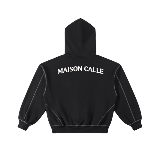Mens Contrast-Stitched Boxy MC Fleece Zip Hoodie