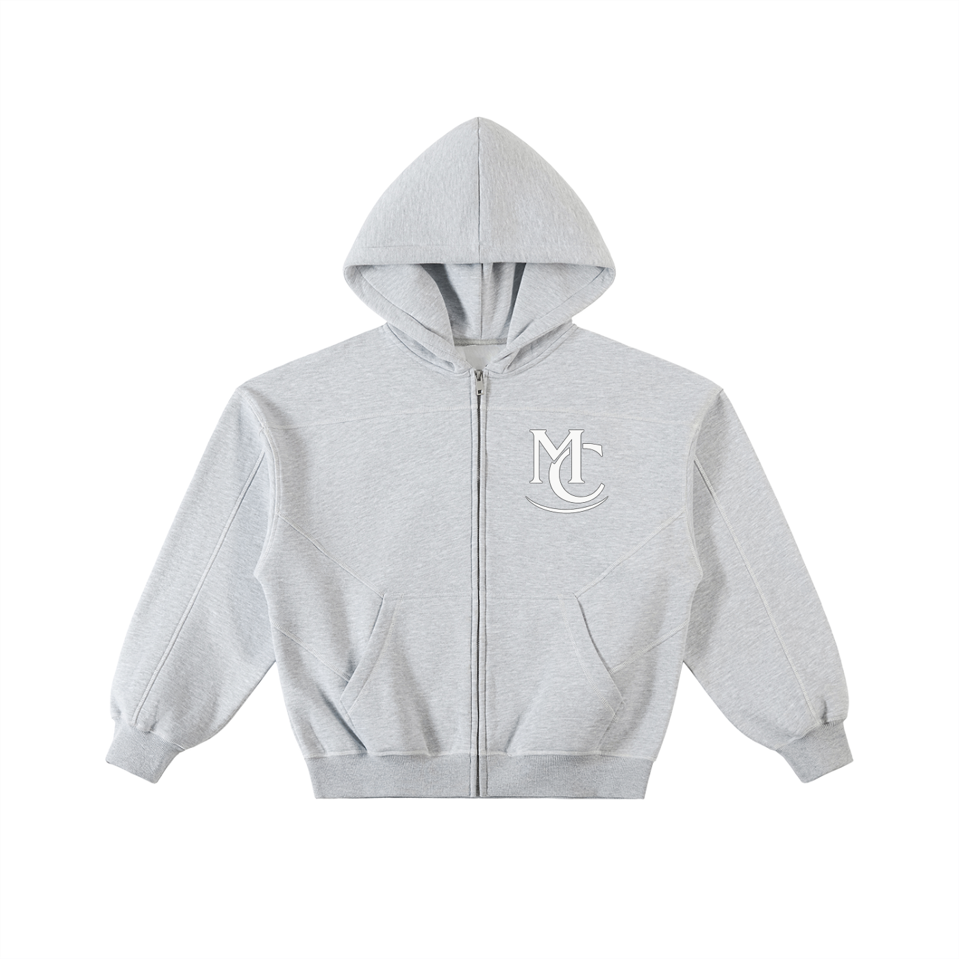 Mens Contrast-Stitched Boxy MC Fleece Zip Hoodie
