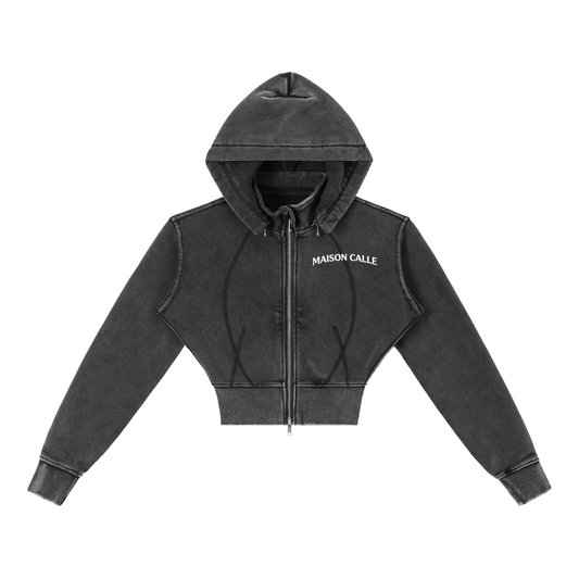 Womens MC Vintage Washed Cropped Fleece Hoodie