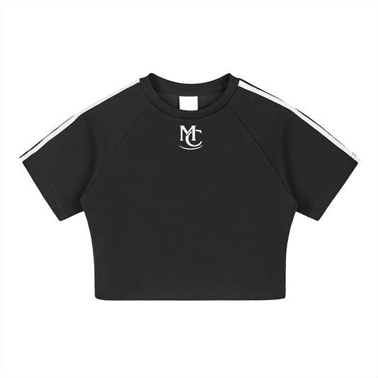 Womens Blk MC Taped Crop Top