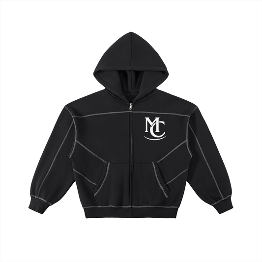 Mens Contrast-Stitched Boxy MC Fleece Zip Hoodie