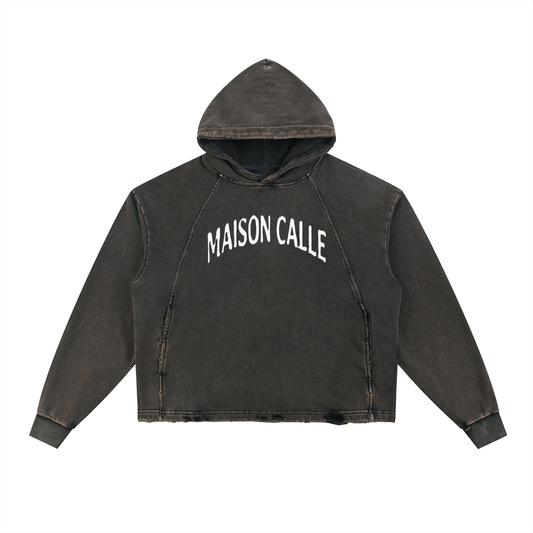 Mens MC Vintage Washed Frayed-Hem Hoodie
